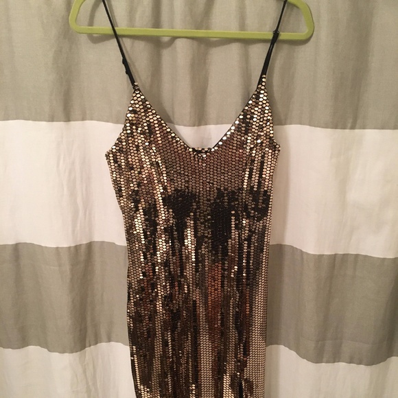 Gold And Black Sequins Dress - Picture 1 of 3